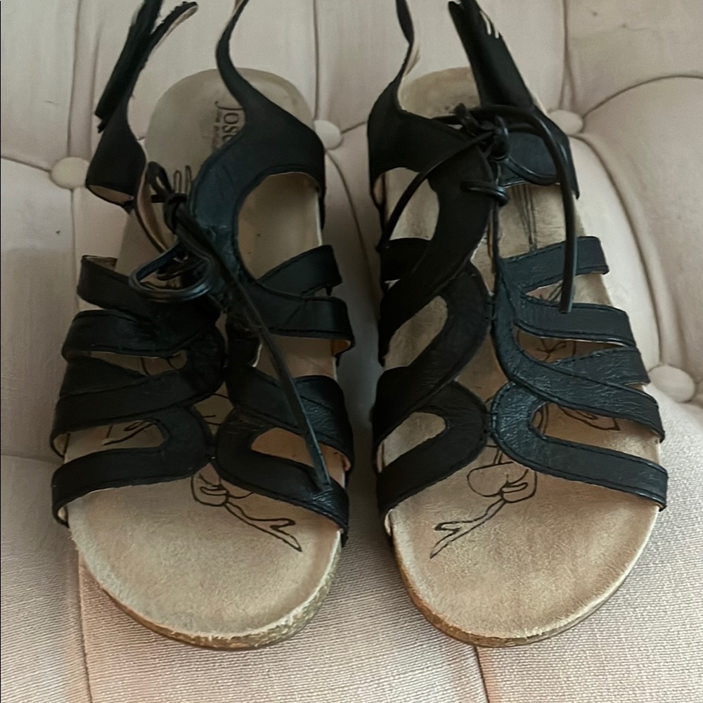 Josef Seibel Black Leather Sandals